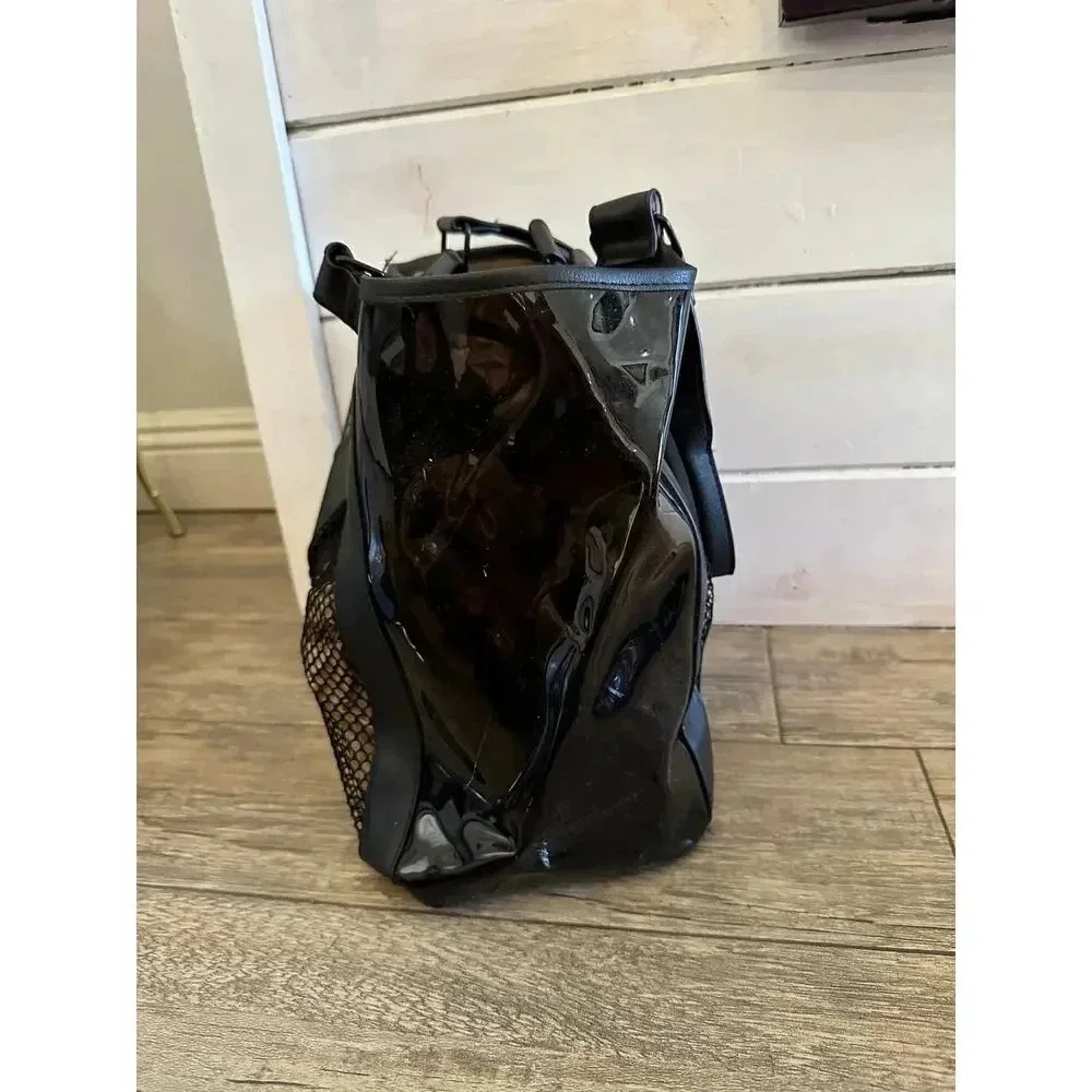 No Boundaries NB211129 Black Leather Mesh Beach Tote Bag